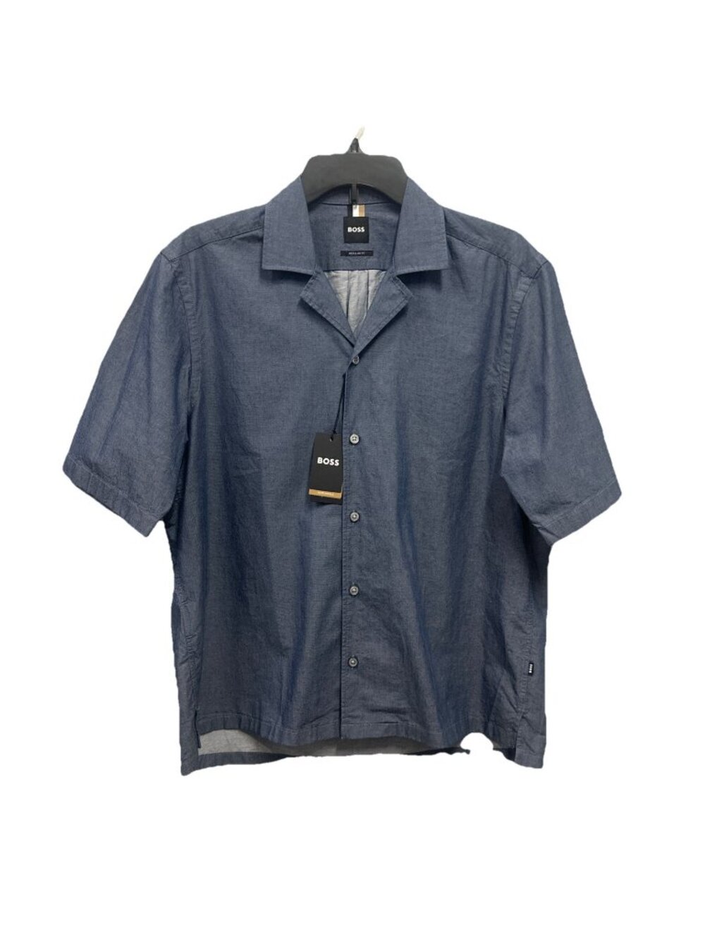 Boss Hugo Boss Lars Shirt Mens Medium Blue Short Sleeve Button Down Regular Fit